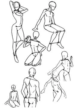 Tutorial of drawing female body. Drawing the human body, step by step lessons Stock Illustration