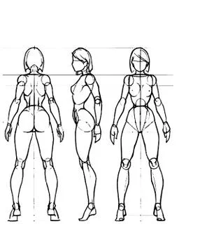 Tutorial of drawing female body. Drawing the human body, step by step lessons Stock Illustration