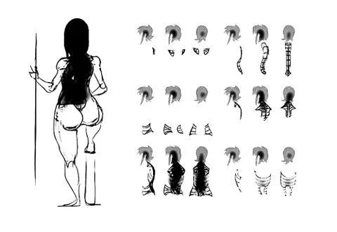 Tutorial of drawing female body. Drawing the human body, step by step lessons Stock Illustration