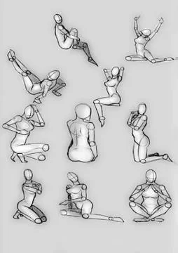 Tutorial of drawing female body. Drawing the human body, step by step lessons Stockillustratie