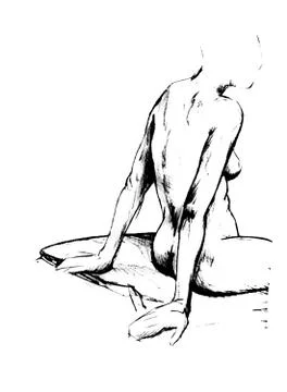 Tutorial of drawing female body. Drawing the human body, step by step lessons Stockillustratie