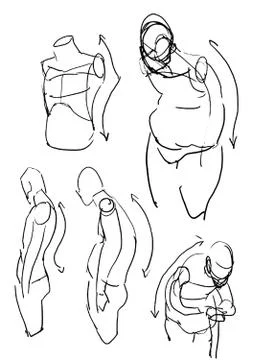 Tutorial of drawing female body. Drawing the human body, step by step lessons Stock Illustration