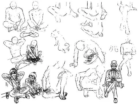 Tutorial of drawing female body. Drawing the human body, step by step lessons Ilustración de archivo