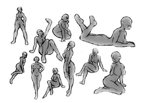 Tutorial of drawing female body. Drawing the human body, step by step lessons Stock Illustration