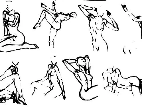 Tutorial of drawing female body. Drawing the human body, step by step lessons Stock Illustration