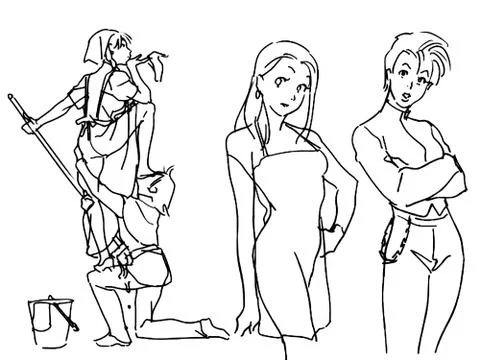 Tutorial of drawing female body. Drawing the human body, step by step lessons Stock Illustration