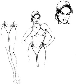 Tutorial of drawing female body. Drawing the human body, step by step lessons Stock Illustration