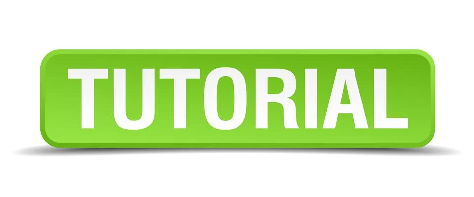 Tutorial green 3d realistic square isolated button Stock Illustration