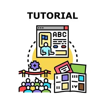 Tutorial guiding online learning and education process Illustrazione stock