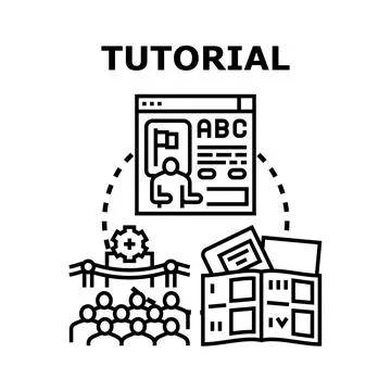 Tutorial guiding online learning and education process Stock Illustration