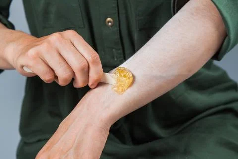 Tutorial hair removing sugaring, depilation, waxing Stock Photos