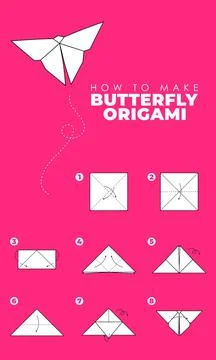 Tutorial how to make butterfly origami vector infographics Stockillustratie