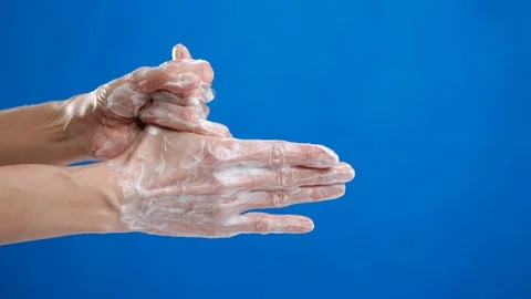 Tutorial, how to wash your hands with soap Stock Footage 126750551