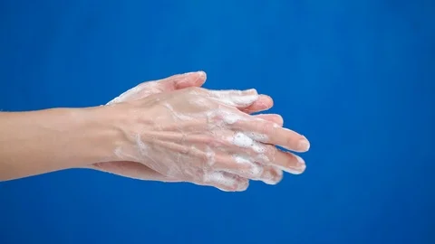 Tutorial, how to wash your hands with soap 스톡 동영상 126769911