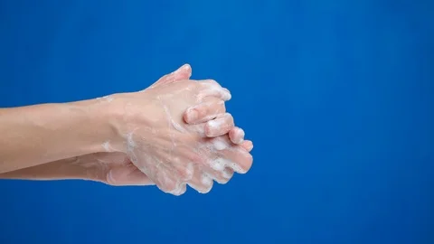 Tutorial, how to wash your hands with soap Stock Footage 126771938