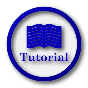 Tutorial icon. Blue internet button on white background.. Ilustração Stock