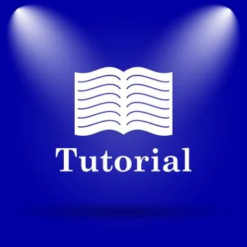 Tutorial icon. Flat icon on blue background.. Stock Illustration