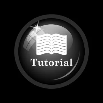 Tutorial icon. Internet button on black background. . Stock Illustration
