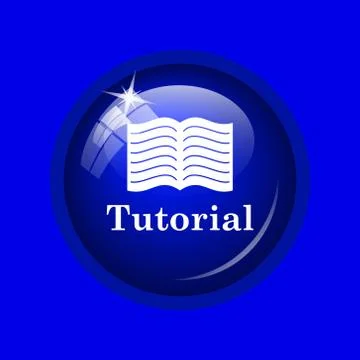 Tutorial icon. Internet button on blue background. . Illustrazione stock