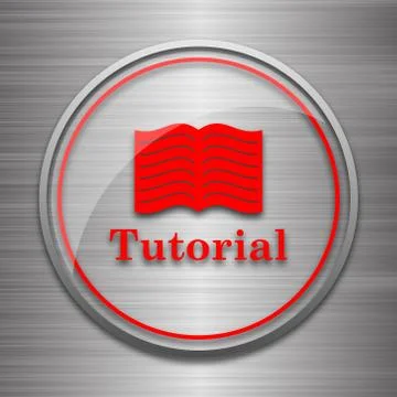 Tutorial icon. Internet button on metallic background.. Illustrazione stock