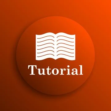 Tutorial icon. Internet button on orange background. Illustrazione stock