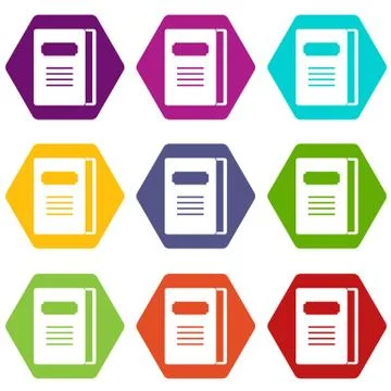 Tutorial icon set color hexahedron 库存插图