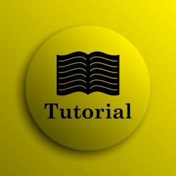 Tutorial icon. Yellow internet button.. Ilustração Stock