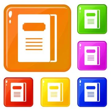 Tutorial icons set vector color Stock Illustration