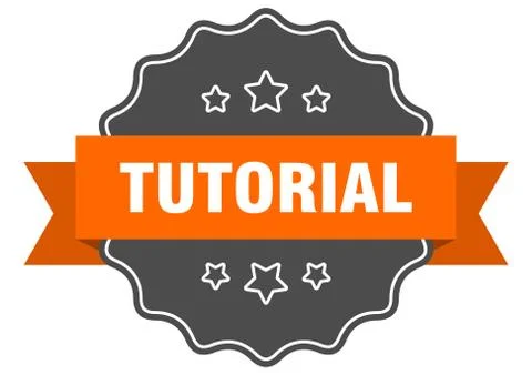 Tutorial isolated seal. tutorial orange label. tutorial Stock Illustration