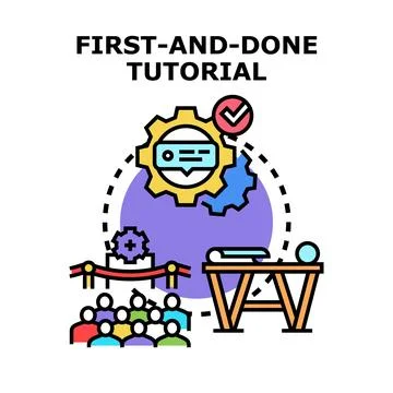 Tutorial lesson concept with learning process workflow Stock Illustration