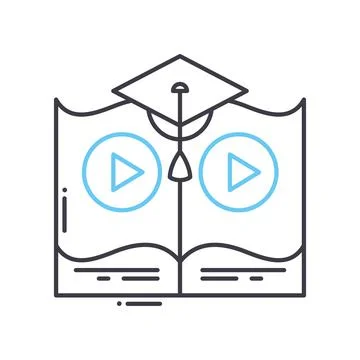 Tutorial line icon, outline symbol, vector illustration, concept sign Stock Illustration