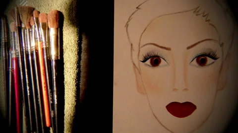 Tutorial makeup, facechart Stock Footage 37777385