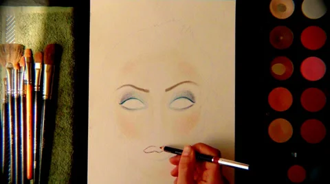 Tutorial makeup, facechart Stock Footage 37786126