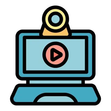 Tutorial online meeting icon color outline vector イラスト素材