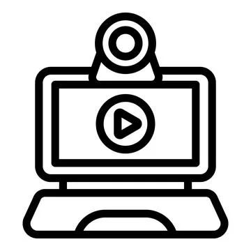 Tutorial online meeting icon, outline style Stock Illustration