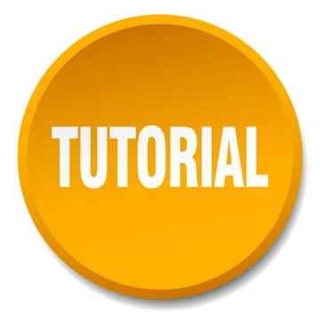 Tutorial orange round flat isolated push button Stock Illustration