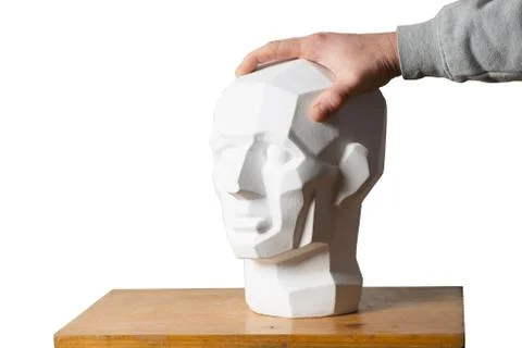 Tutorial primitive plaster head model Stock Photos