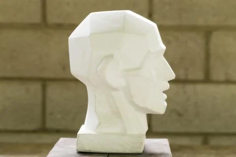 Tutorial primitive plaster head model. Fotos Stock