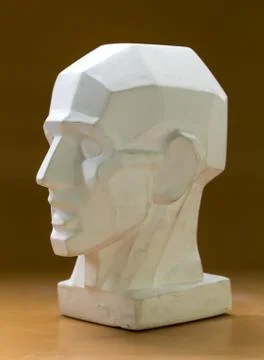 Tutorial primitive plaster head model. 스톡 사진