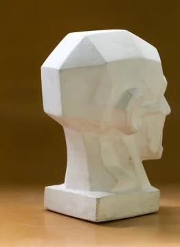 Tutorial primitive plaster head model. Fotos Stock