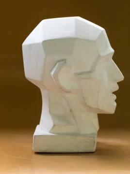 Tutorial primitive plaster head model. Stock Photos
