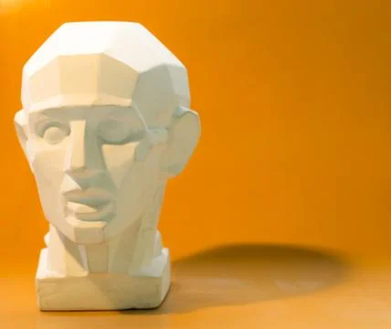 Tutorial primitive plaster head model. 스톡 사진