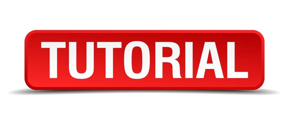 Tutorial red 3d square button isolated on white Stock Illustration