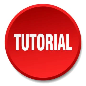 Tutorial red round flat isolated push button Illustrazione stock