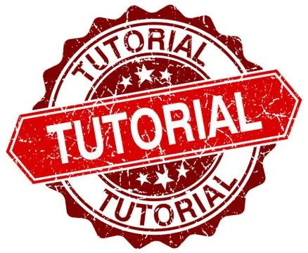 Tutorial red round grunge stamp on white Stock Illustration