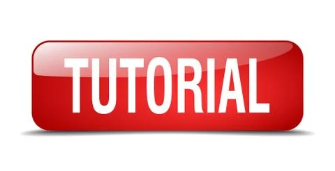Tutorial red square 3d realistic isolated web button Illustrazione stock