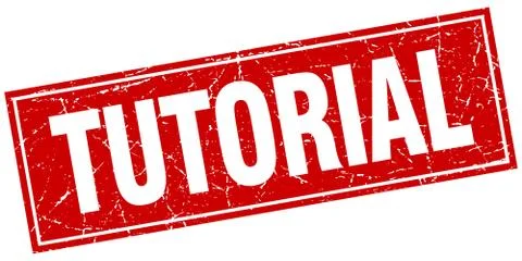 Tutorial red square grunge stamp on white Ilustração Stock