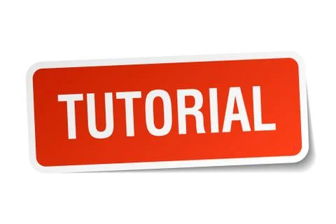 Tutorial red square sticker isolated on white Ilustração Stock