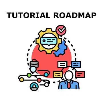 Tutorial roadmap planning business strategy development process Stock Illustration