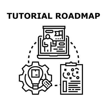 Tutorial roadmap planning process for online education Stock Illustration